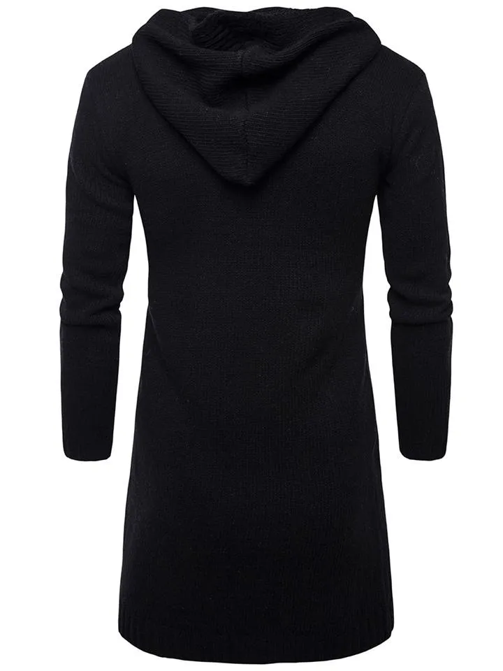 Men's Knitted Long Sleeve Hooded Cardigan