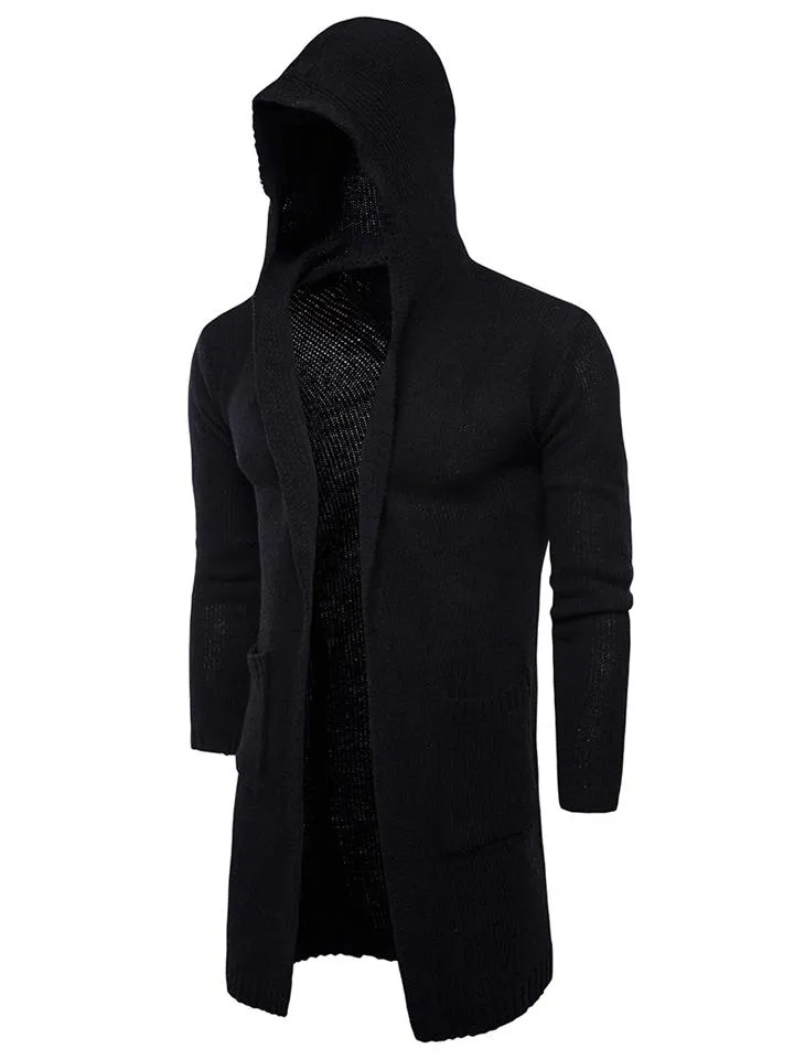 Men's Knitted Long Sleeve Hooded Cardigan