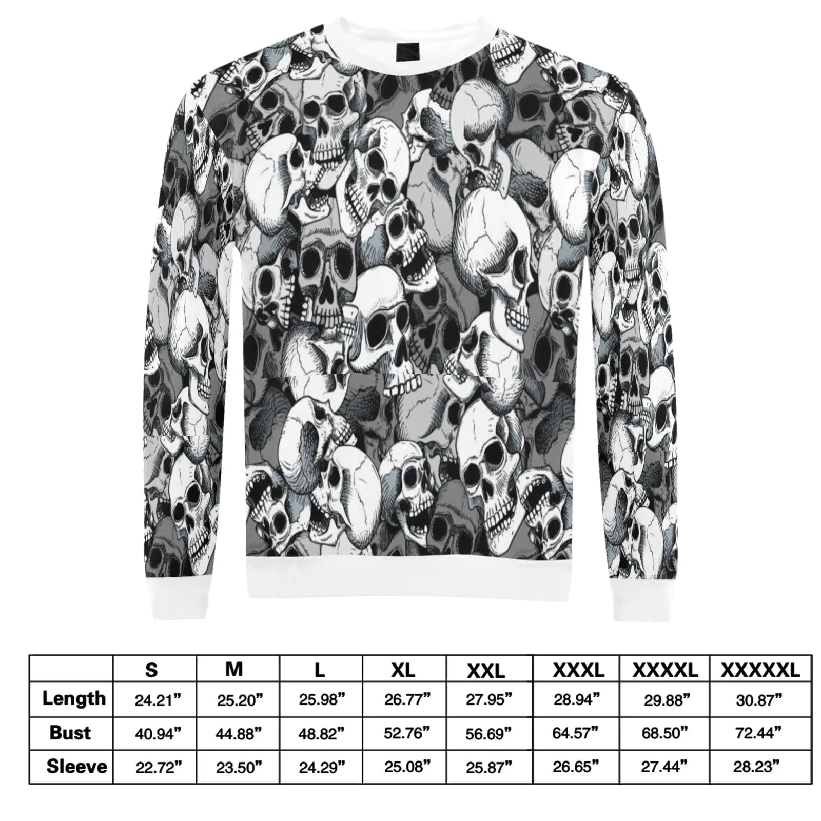 Men's Skulls Long Sleeve White Trim Sweatshirt
