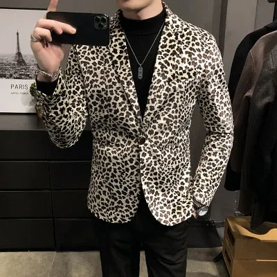 Men's Spring Upgrade printing business suit/Male Fashion leisure groom dress man Blazers