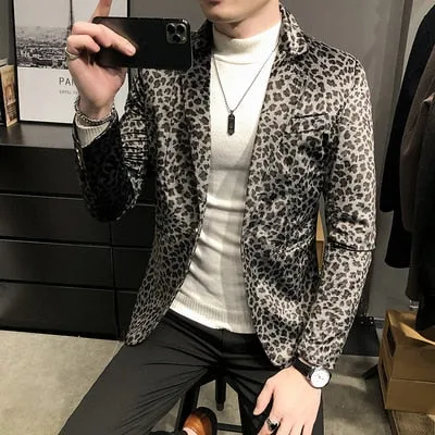 Men's Spring Upgrade printing business suit/Male Fashion leisure groom dress man Blazers