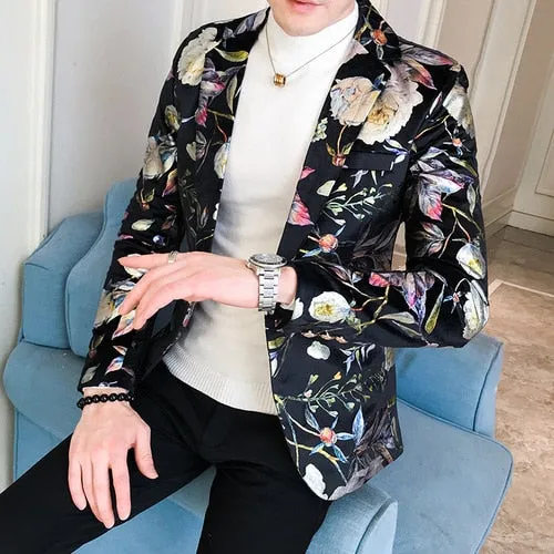Men's Spring Upgrade printing business suit/Male Fashion leisure groom dress man Blazers