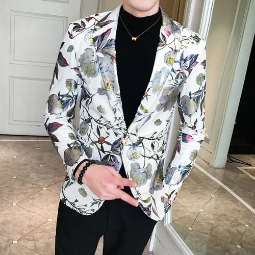 Men's Spring Upgrade printing business suit/Male Fashion leisure groom dress man Blazers