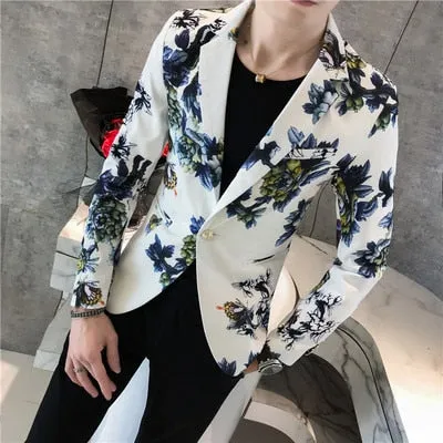 Men's Spring Upgrade printing business suit/Male Fashion leisure groom dress man Blazers
