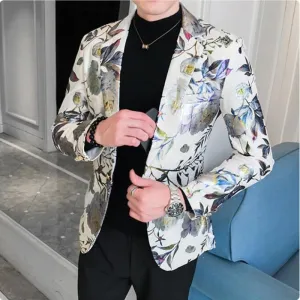 Men's Spring Upgrade printing business suit/Male Fashion leisure groom dress man Blazers