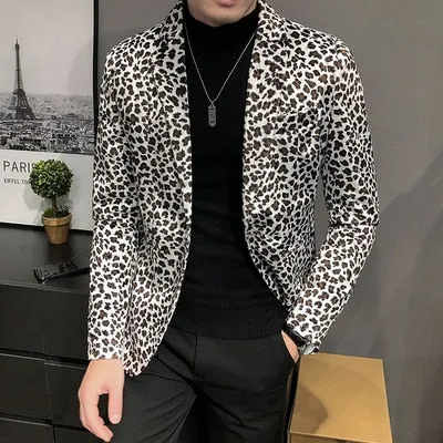 Men's Spring Upgrade printing business suit/Male Fashion leisure groom dress man Blazers