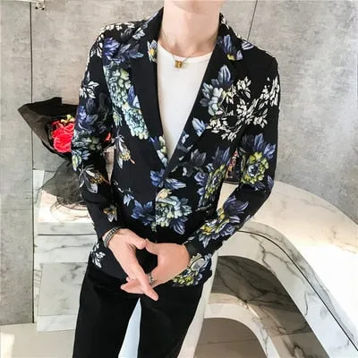 Men's Spring Upgrade printing business suit/Male Fashion leisure groom dress man Blazers