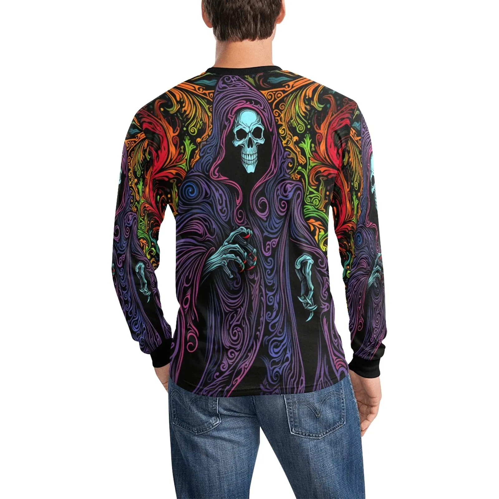 Men's Vibrant Colors Grim Reaper Long Sleeve T-shirt