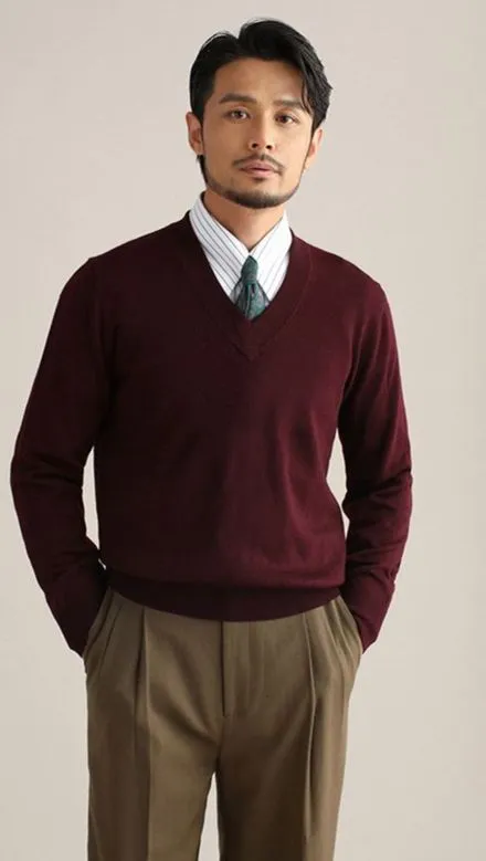 Merino Wool V-neck Sweater