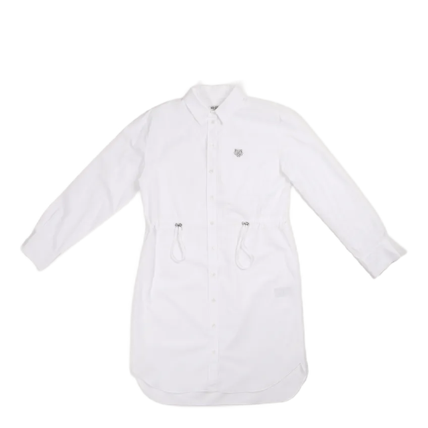 Mini Tiger Shirt Dress White
