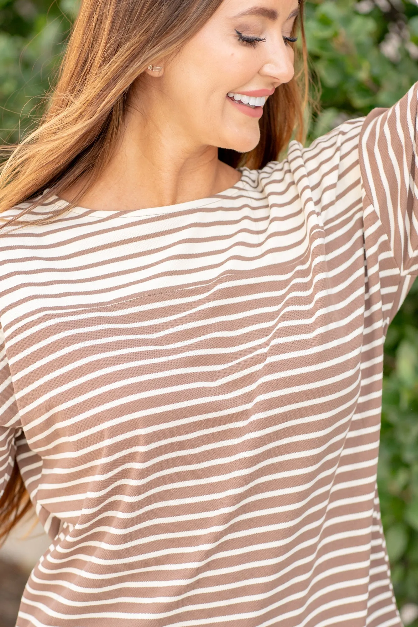 Mixed Striped Knit Top - Mocha