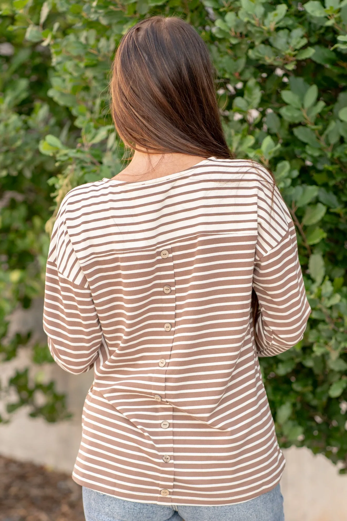 Mixed Striped Knit Top - Mocha