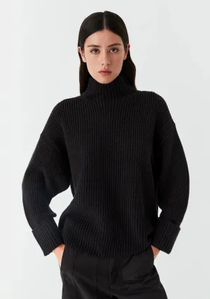 Morrison High Neck Knit Pullover - Black
