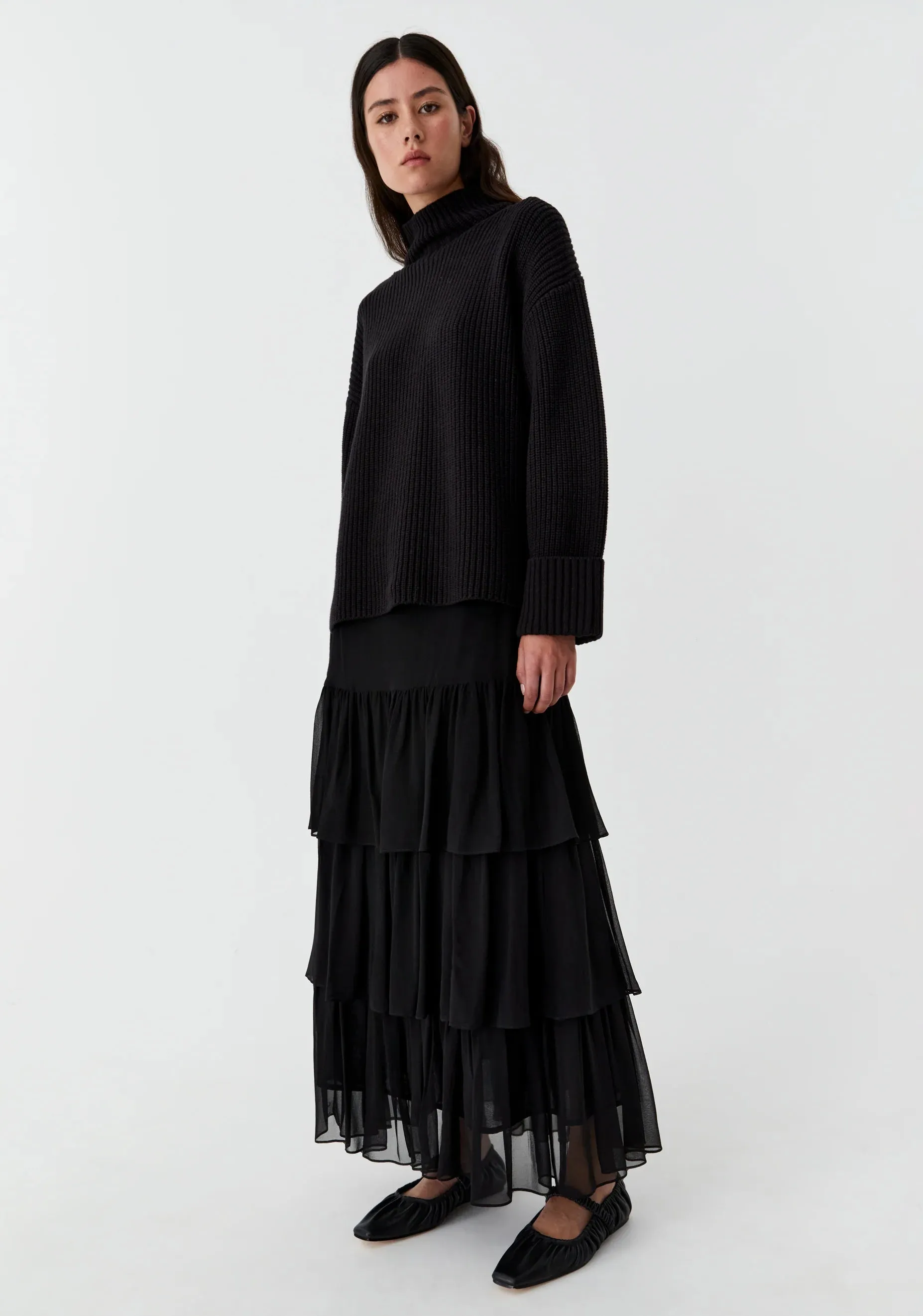 Morrison High Neck Knit Pullover - Black