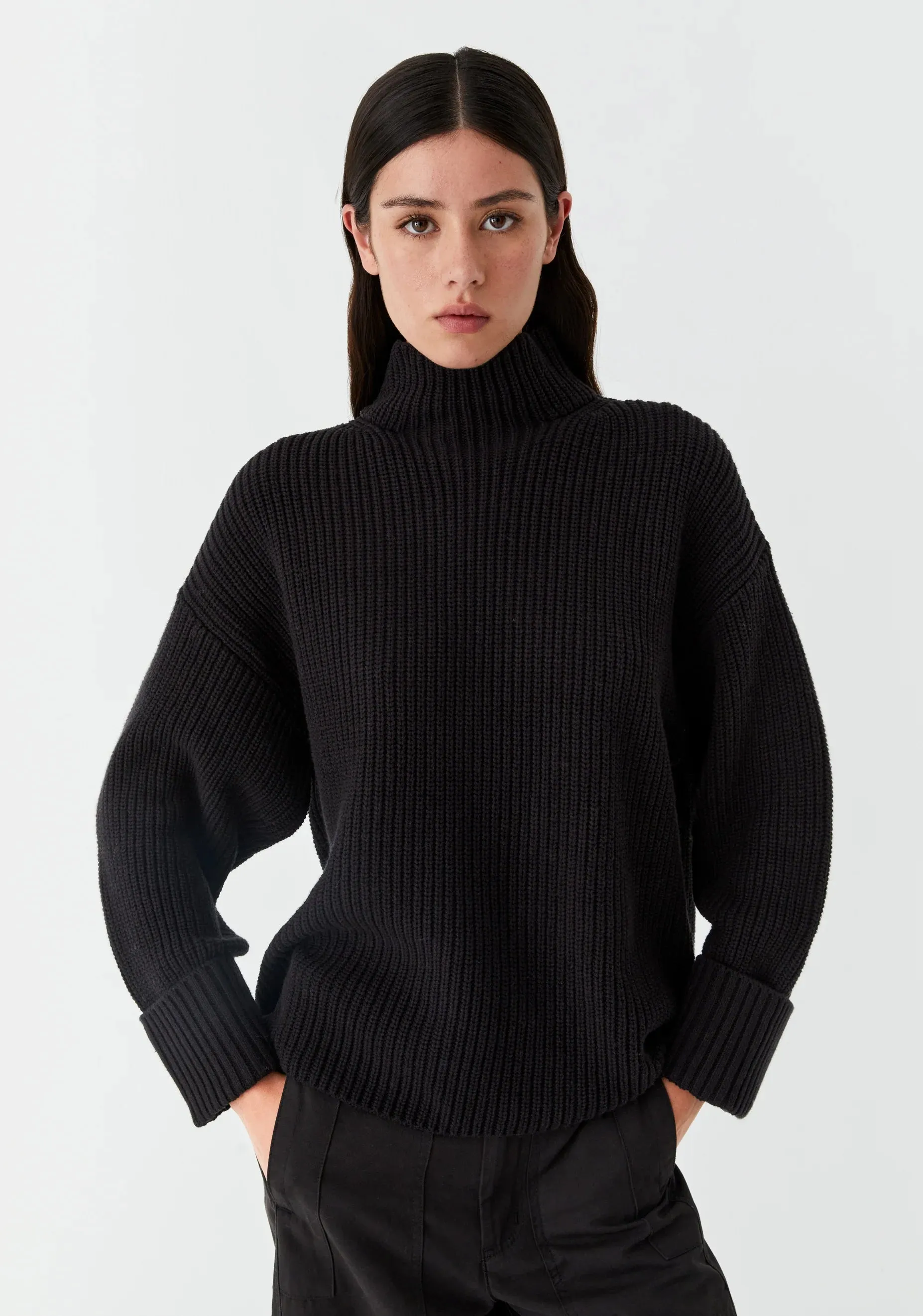 Morrison High Neck Knit Pullover - Black