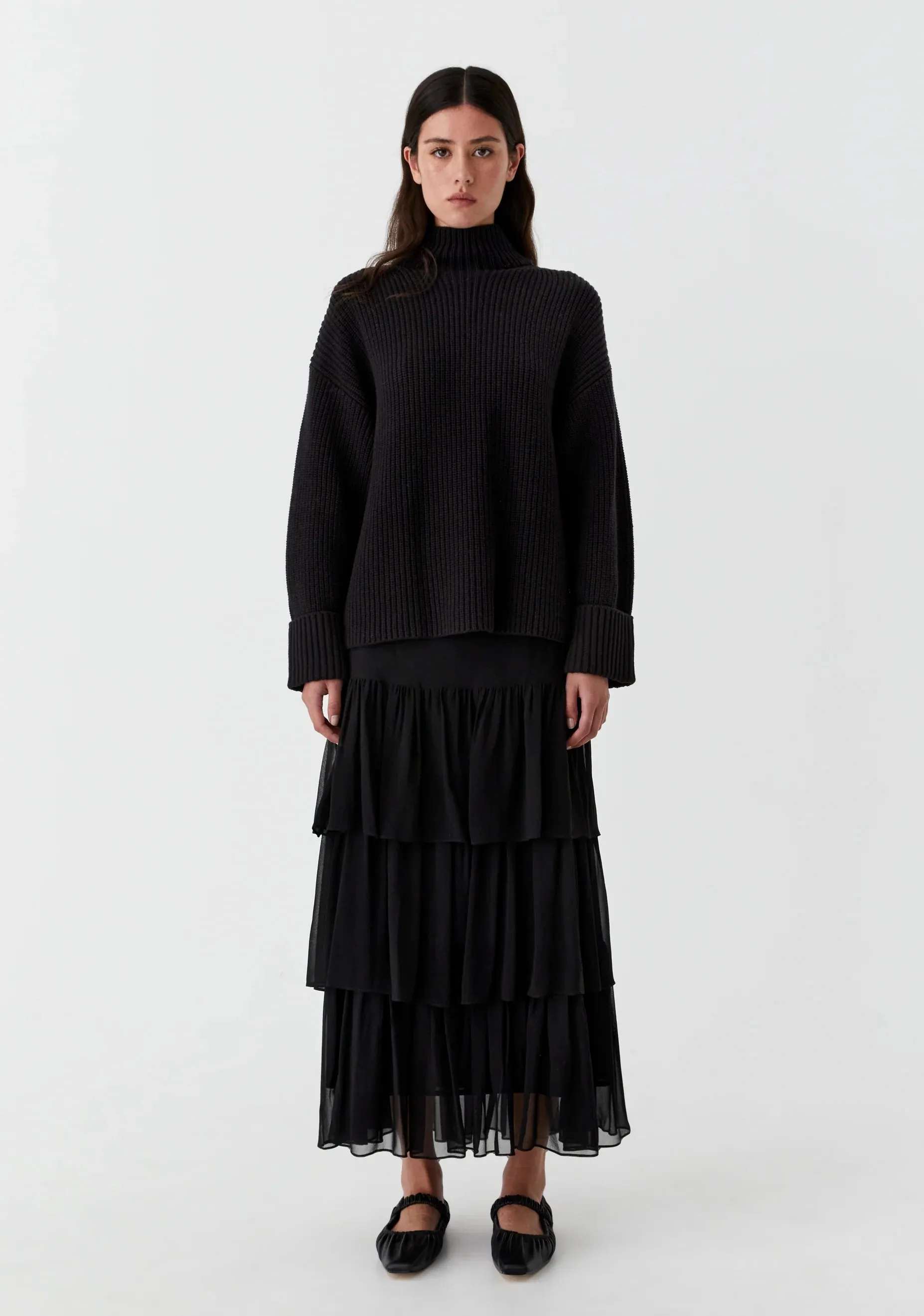 Morrison High Neck Knit Pullover - Black