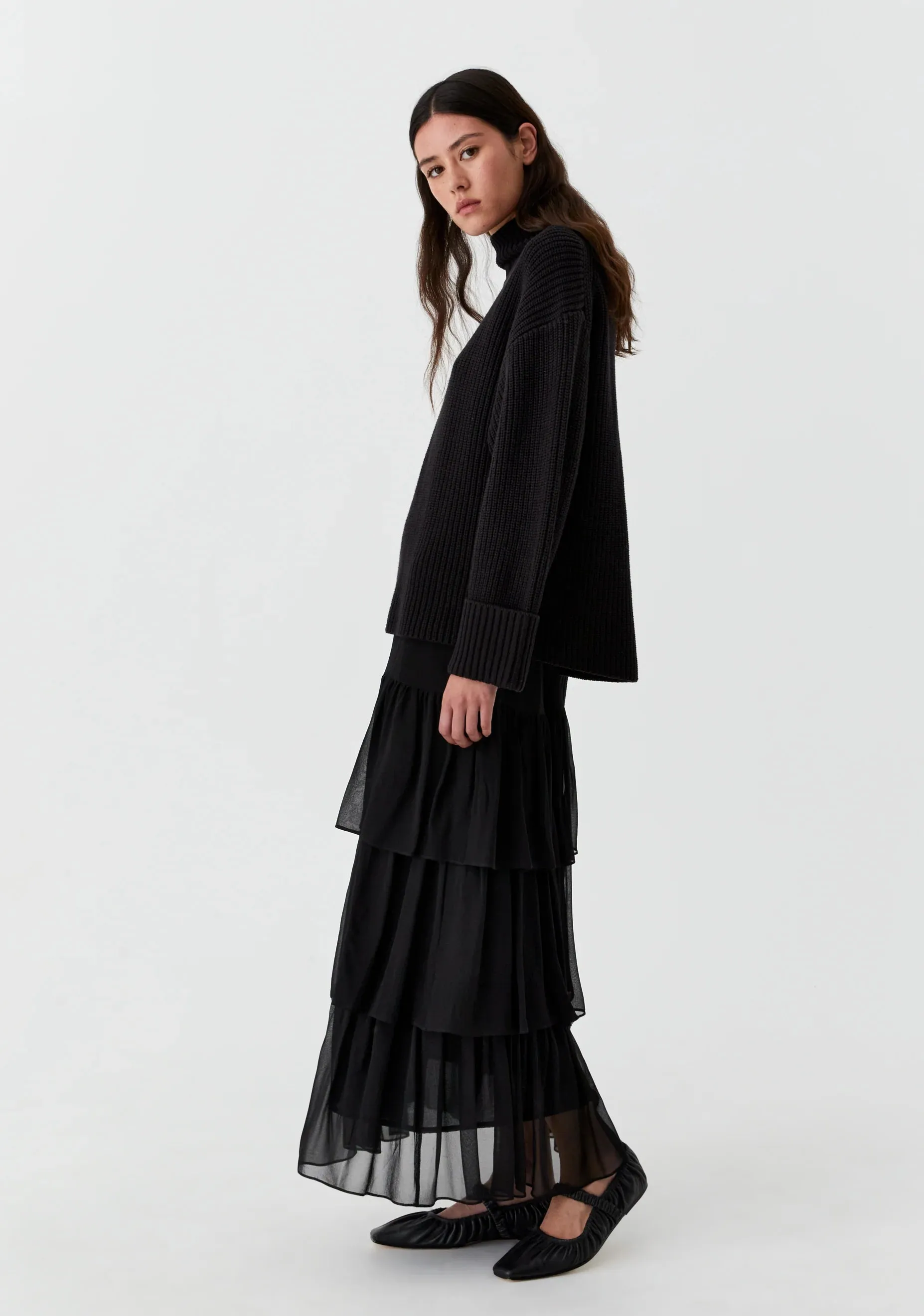 Morrison High Neck Knit Pullover - Black