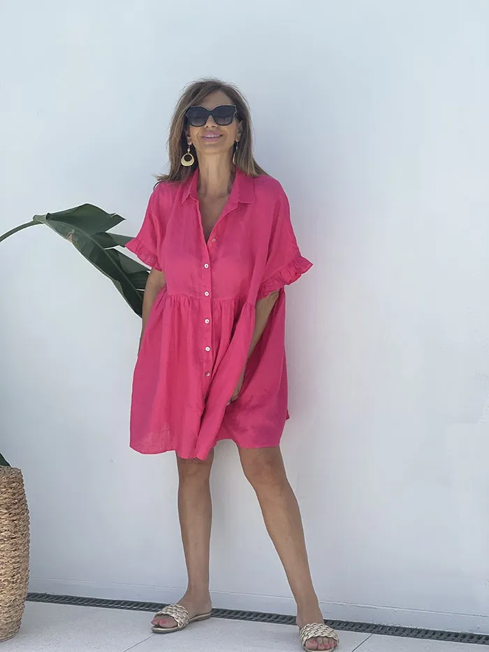 Nala Shirt Dress - Flamingo