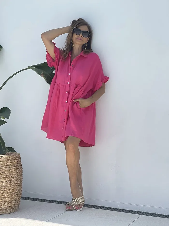 Nala Shirt Dress - Flamingo