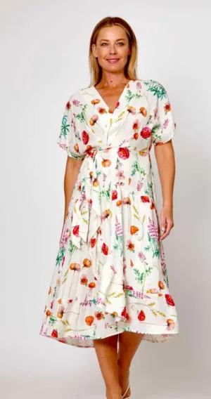 Nelly Linen Floral Wrap Dress