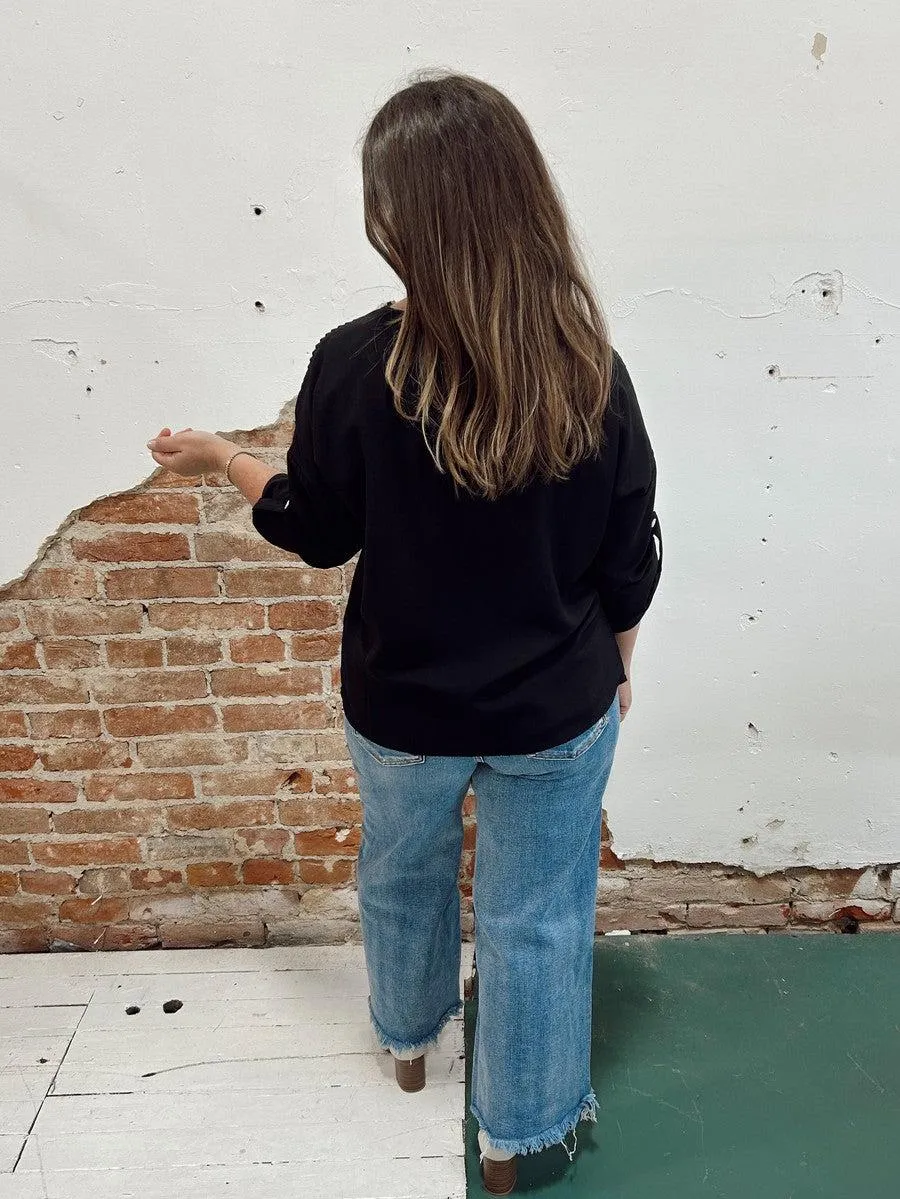 Never Know Rolled Sleeve Blouse