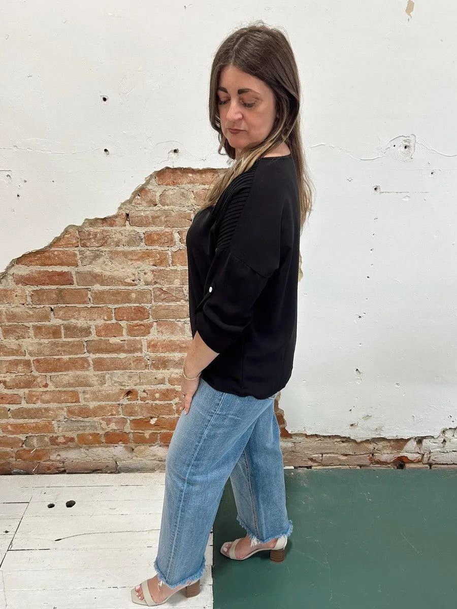 Never Know Rolled Sleeve Blouse