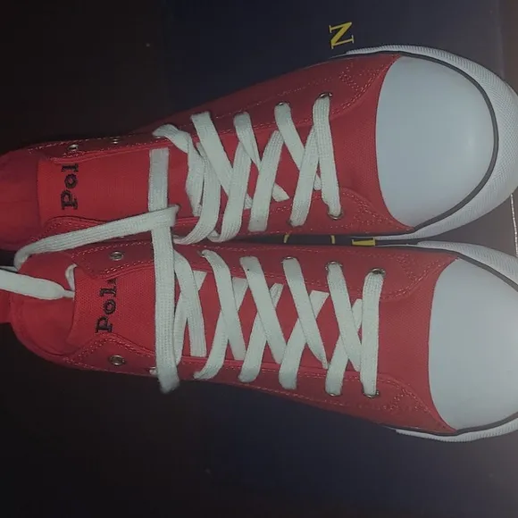 New Polo Bear by Ralph Lauren canvas high tops sizes 5.5jr = 7 wmn