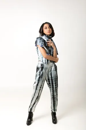 New Season Summer/Fall 2024-Pants Tie Dyed Mashru Silk Bharat Black White -Ka-Sha - Fashion Edit Aseem