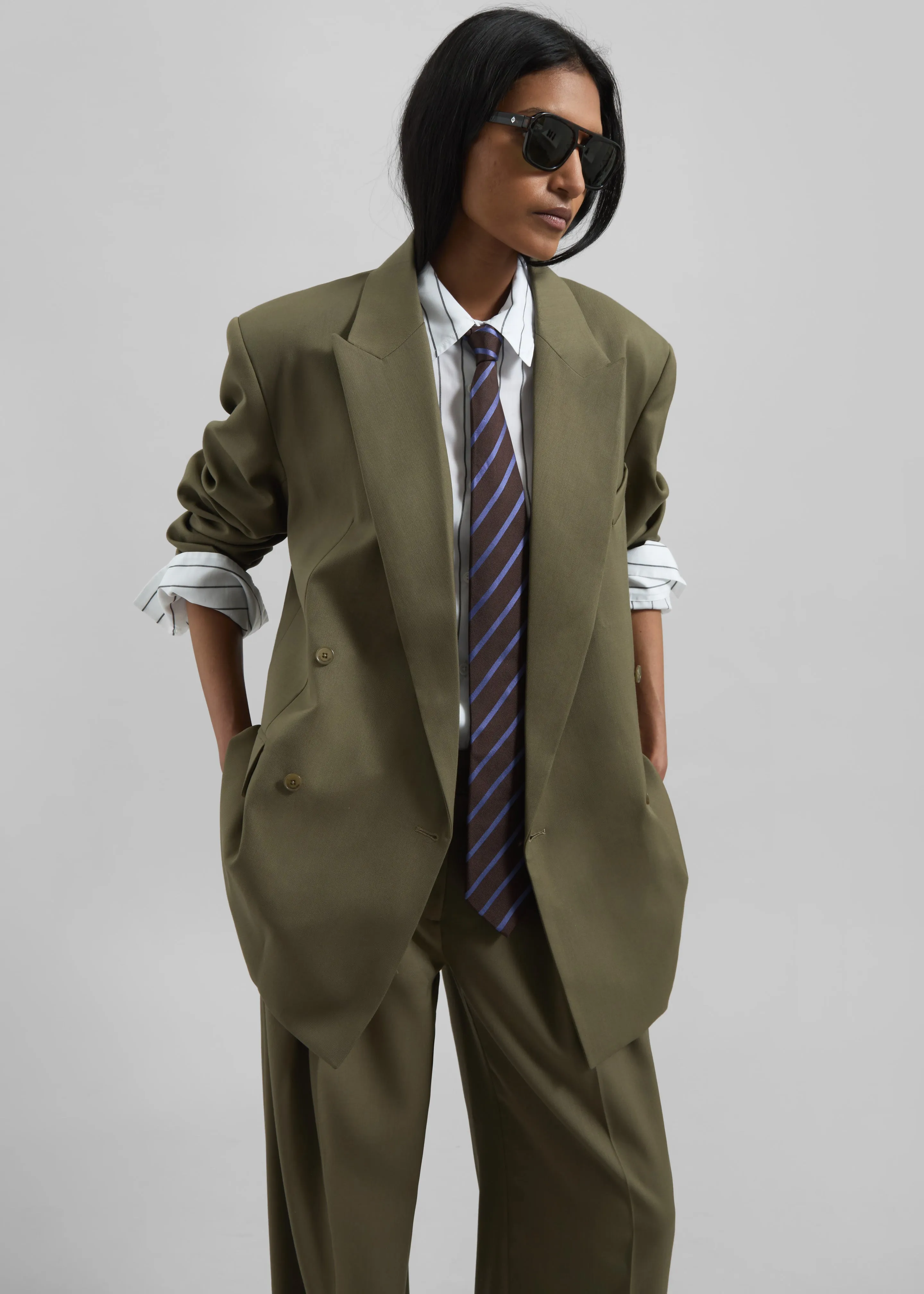 Newark Double Breasted Blazer - Khaki