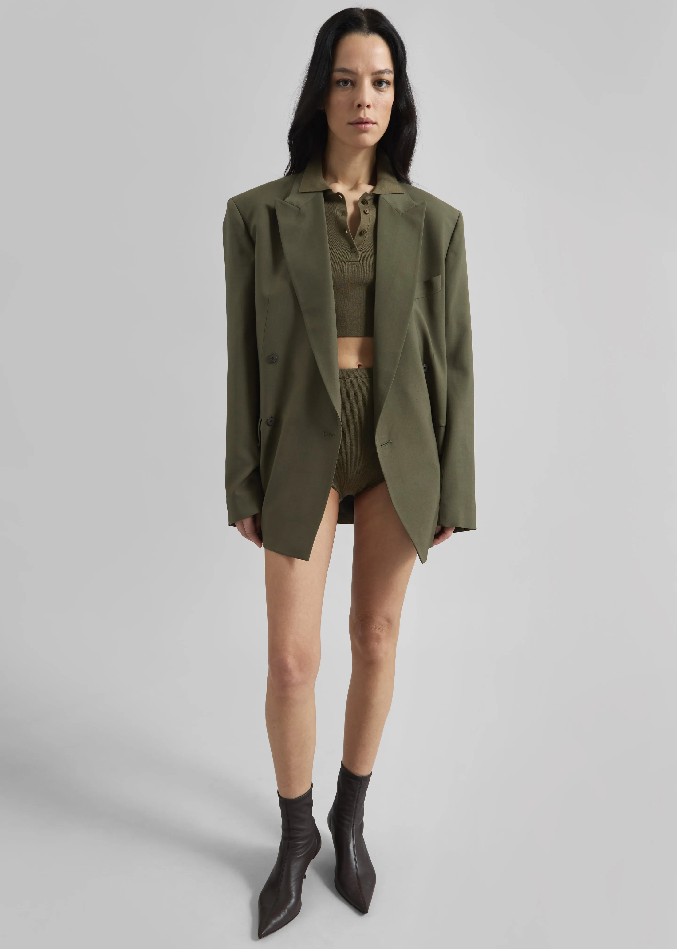 Newark Double Breasted Blazer - Khaki