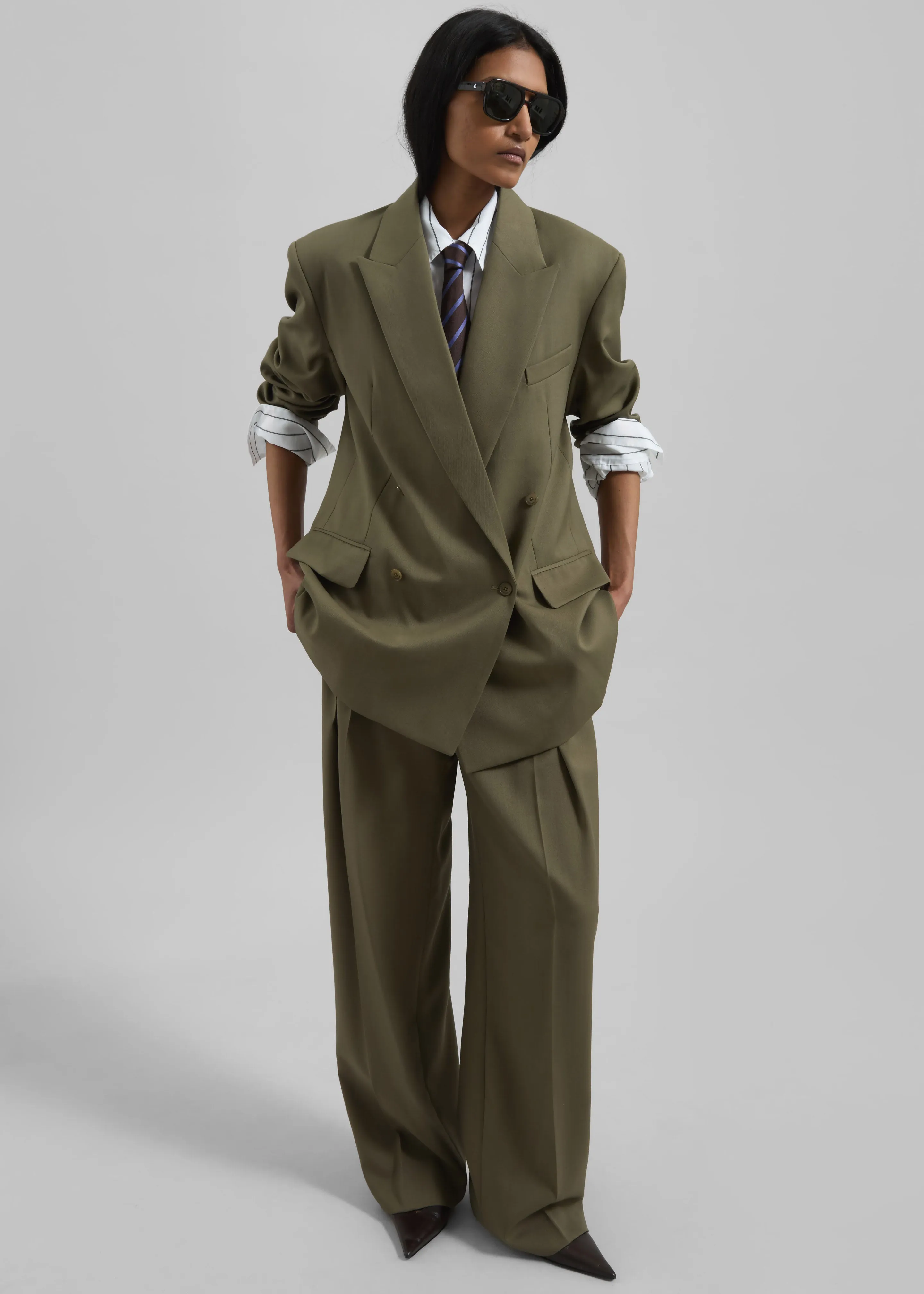 Newark Double Breasted Blazer - Khaki