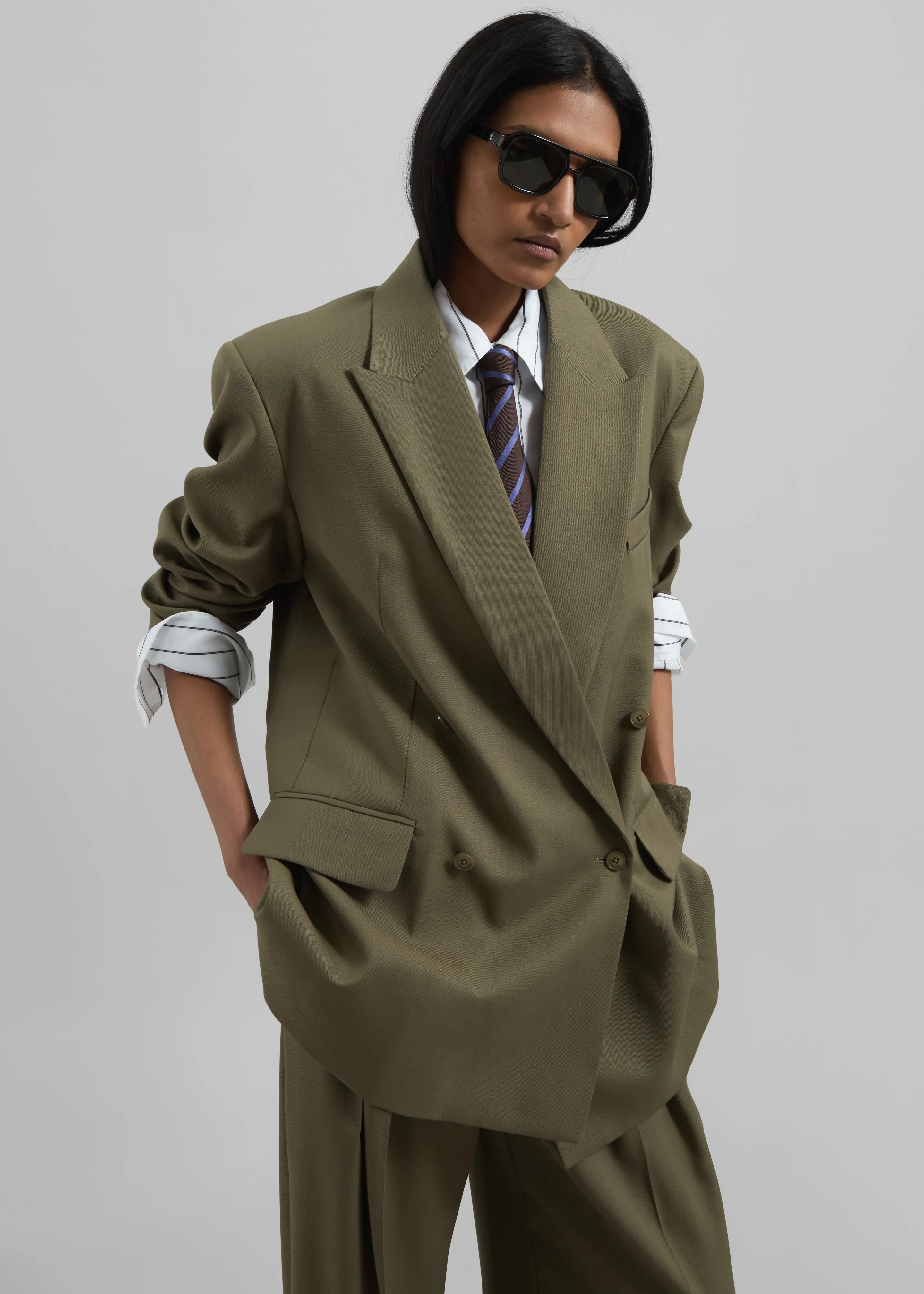 Newark Double Breasted Blazer - Khaki
