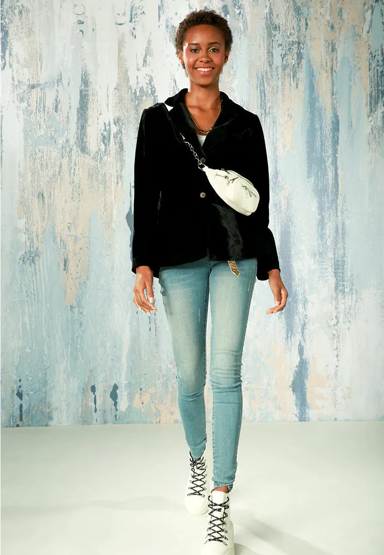 notch lapel velvet blazer