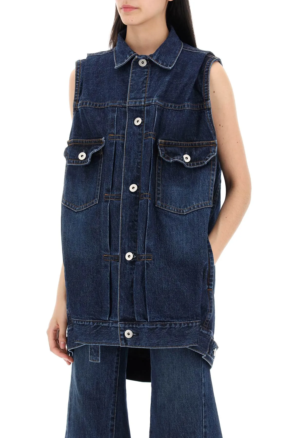 oversized denim vest for