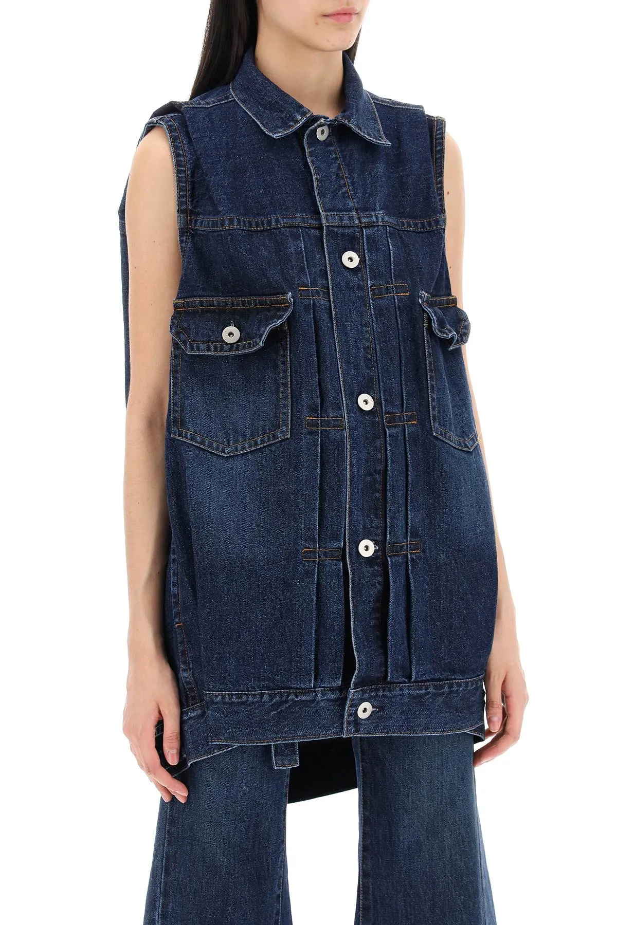 oversized denim vest for