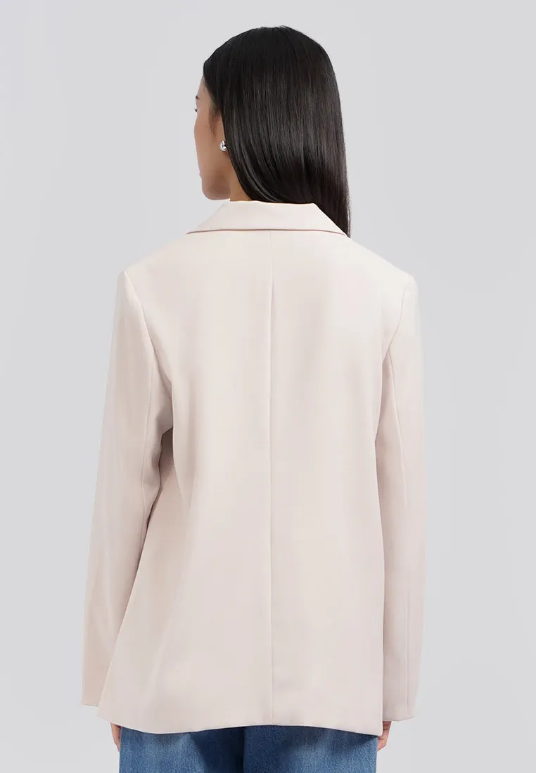 Oversized Long Sleeve Blazer Beige