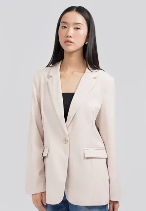 Oversized Long Sleeve Blazer Beige