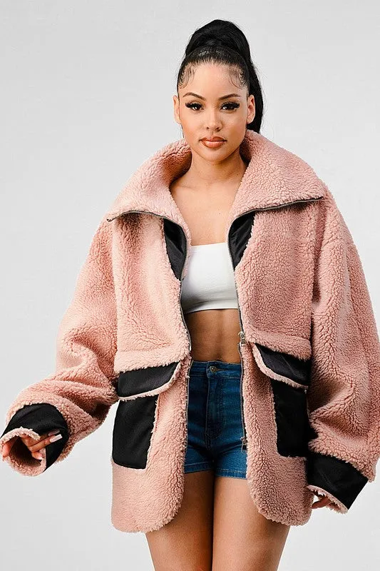 Oversized Sherpa with Contrast Jacket
