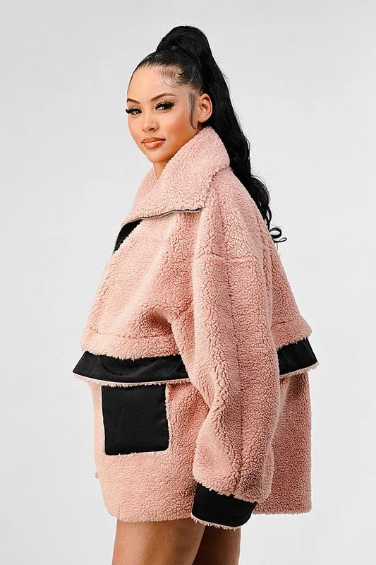 Oversized Sherpa with Contrast Jacket
