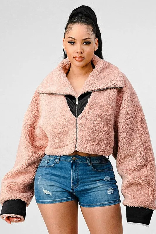 Oversized Sherpa with Contrast Jacket