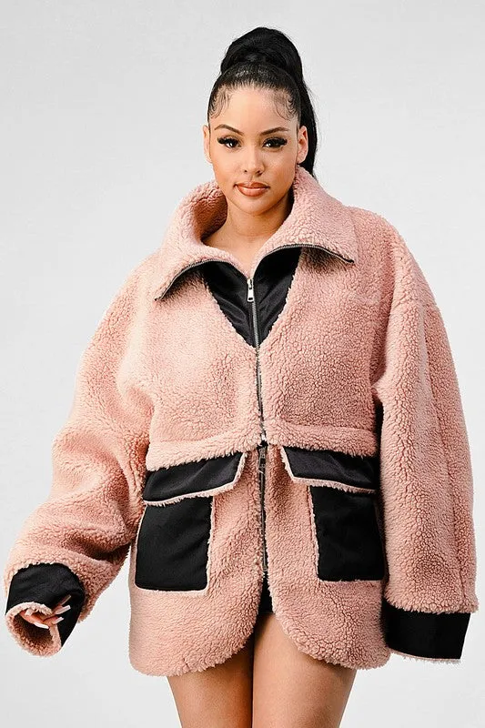 Oversized Sherpa with Contrast Jacket