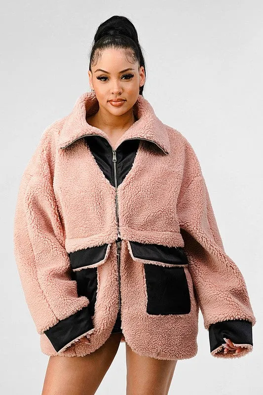 Oversized Sherpa with Contrast Jacket