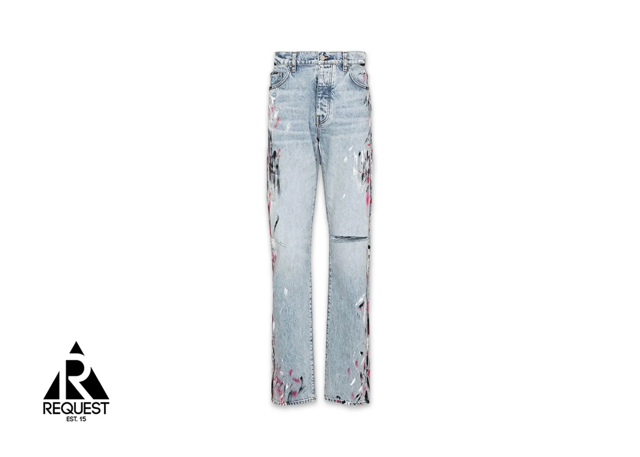 Paint Splatter Straight Leg Jeans "Blue/Multi"