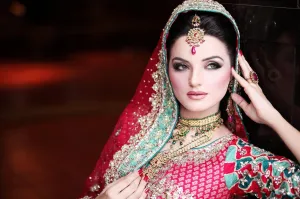 Pakistani Bridle Farshi Lenga / Lehna made Made with Net Cloths  Work of Dabka,Nagh & Zari Cut Work.