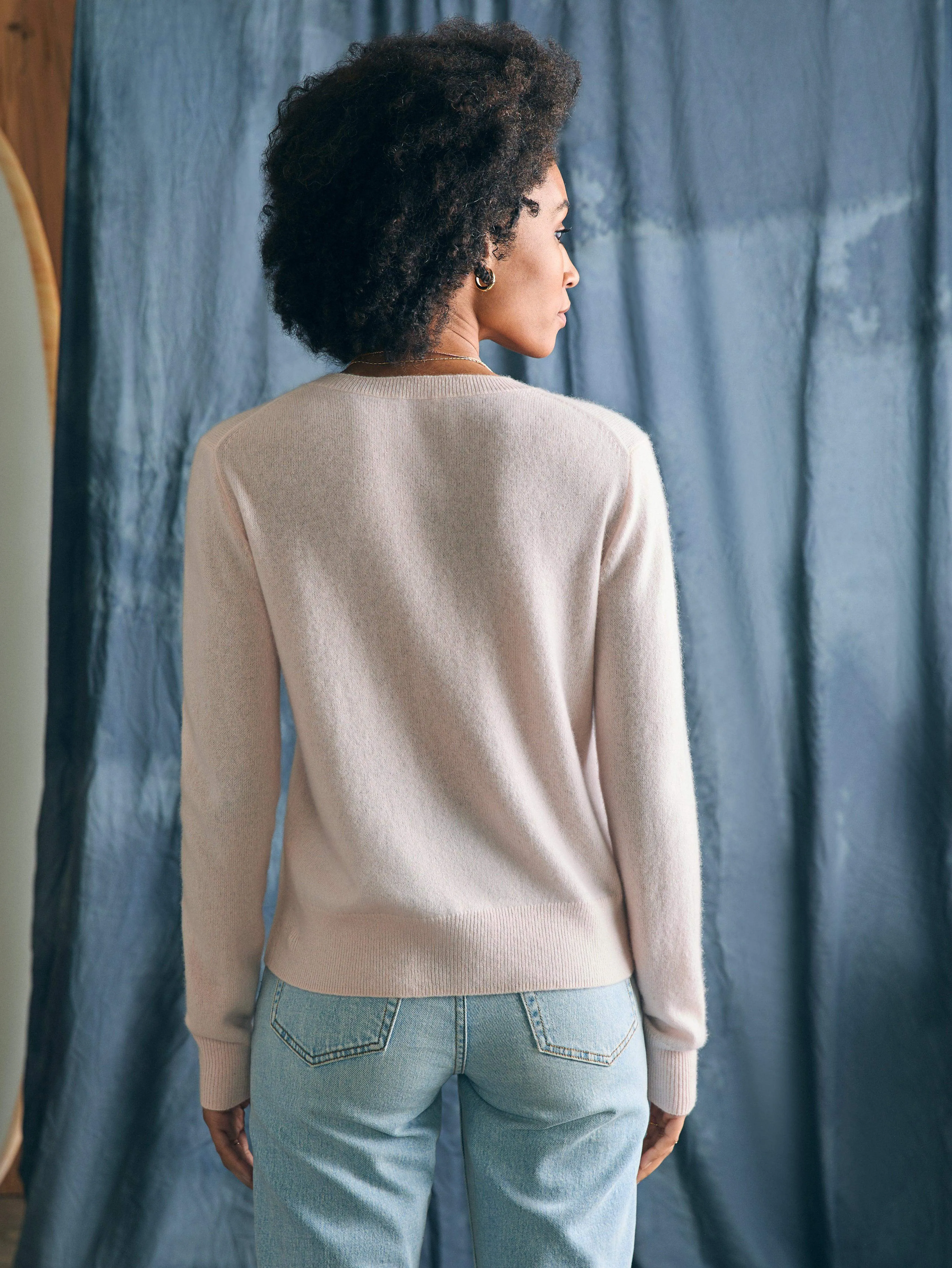 Palm Coast Cashmere Crewneck - Clay Palm Horizon