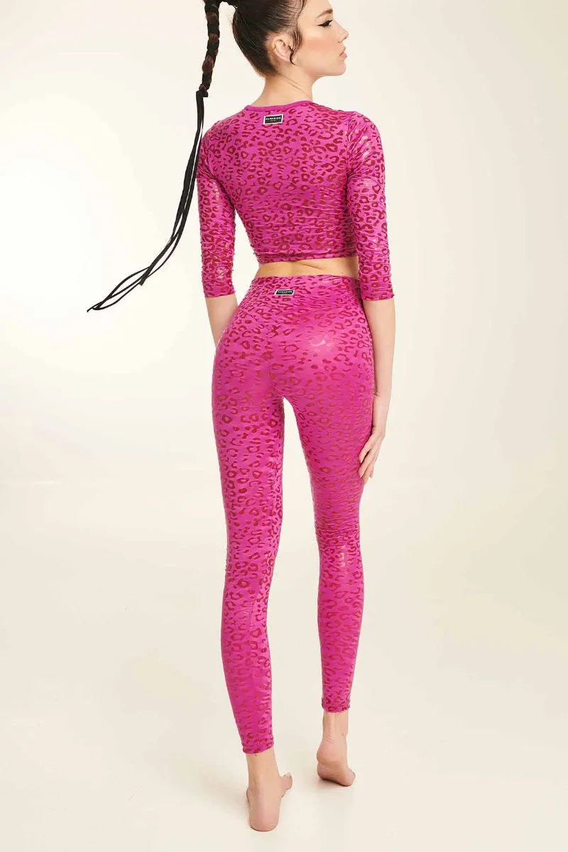 Paradise Chick Superhero Sticky Crop Top - Ruby Leopard