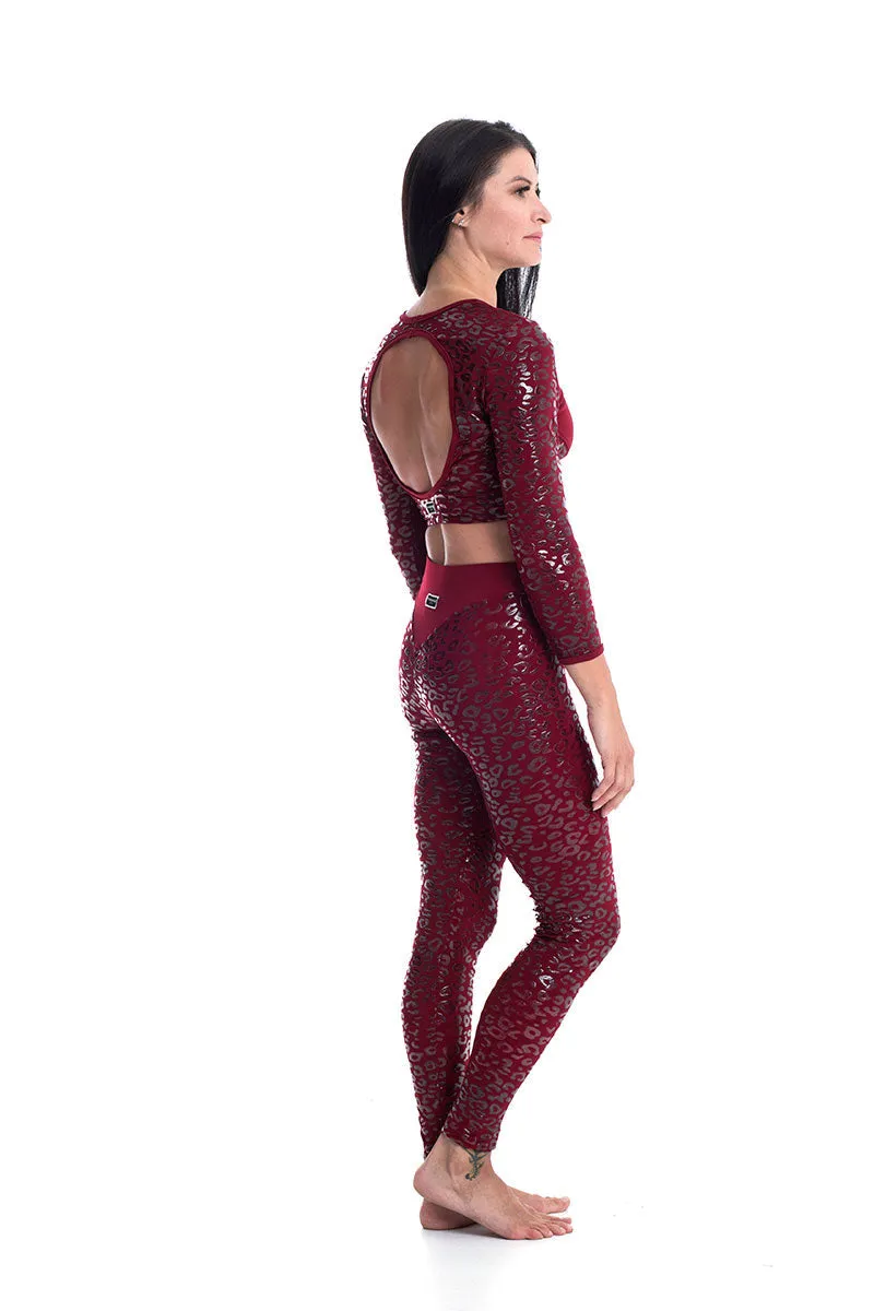 Paradise Chick Superhero Ultra Grip Crop Top - Cherry Leopard