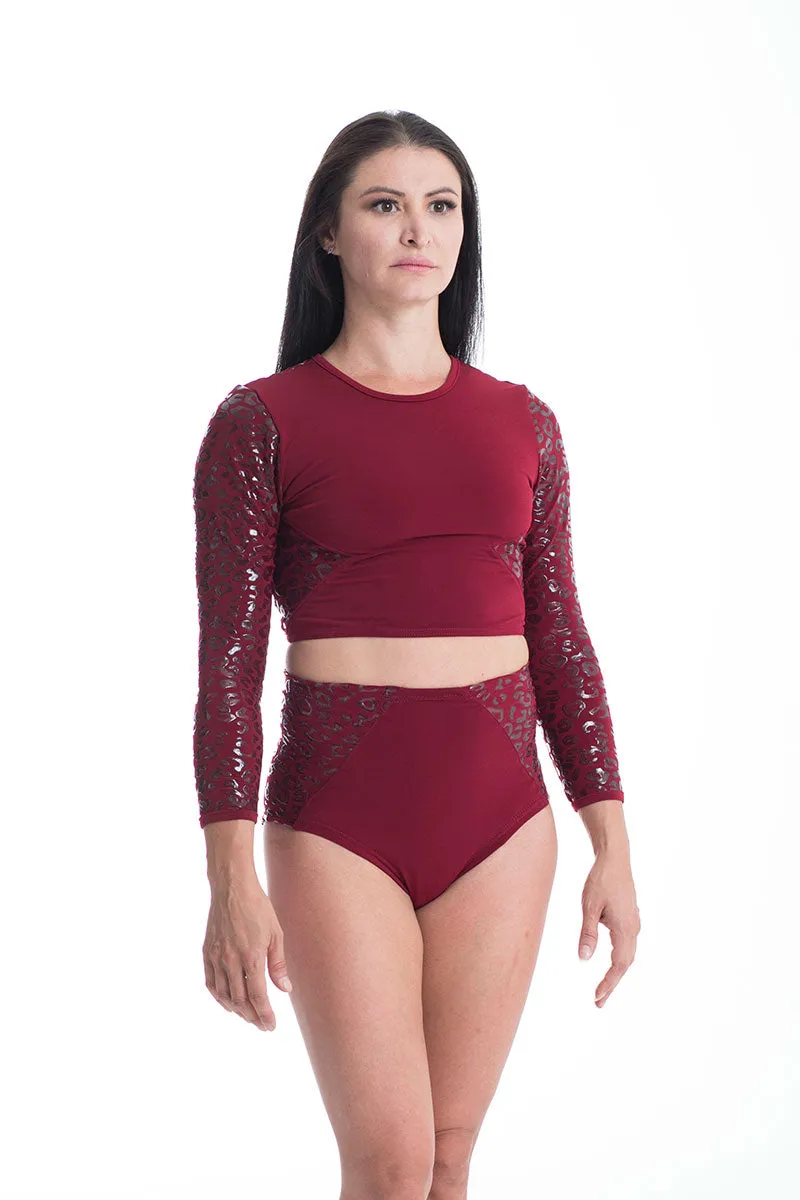 Paradise Chick Superhero Ultra Grip Crop Top - Cherry Leopard