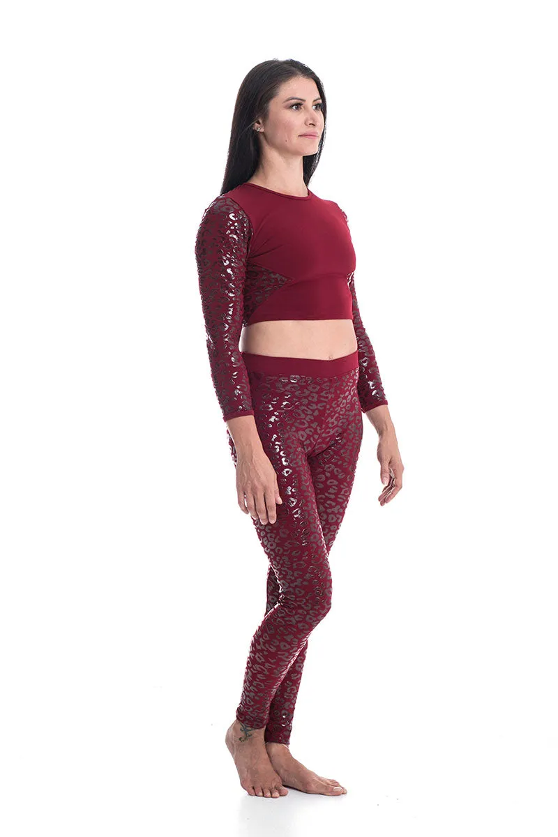 Paradise Chick Superhero Ultra Grip Crop Top - Cherry Leopard