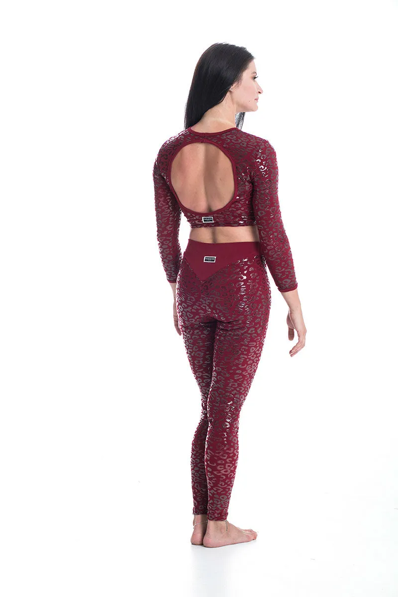 Paradise Chick Superhero Ultra Grip Crop Top - Cherry Leopard